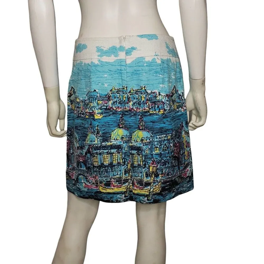 Talbots Venice Canal Cityscape Scenic Skirt Womens Size 4